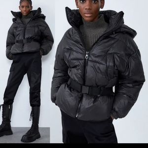 Zara sorona dupont belted puffer jacket